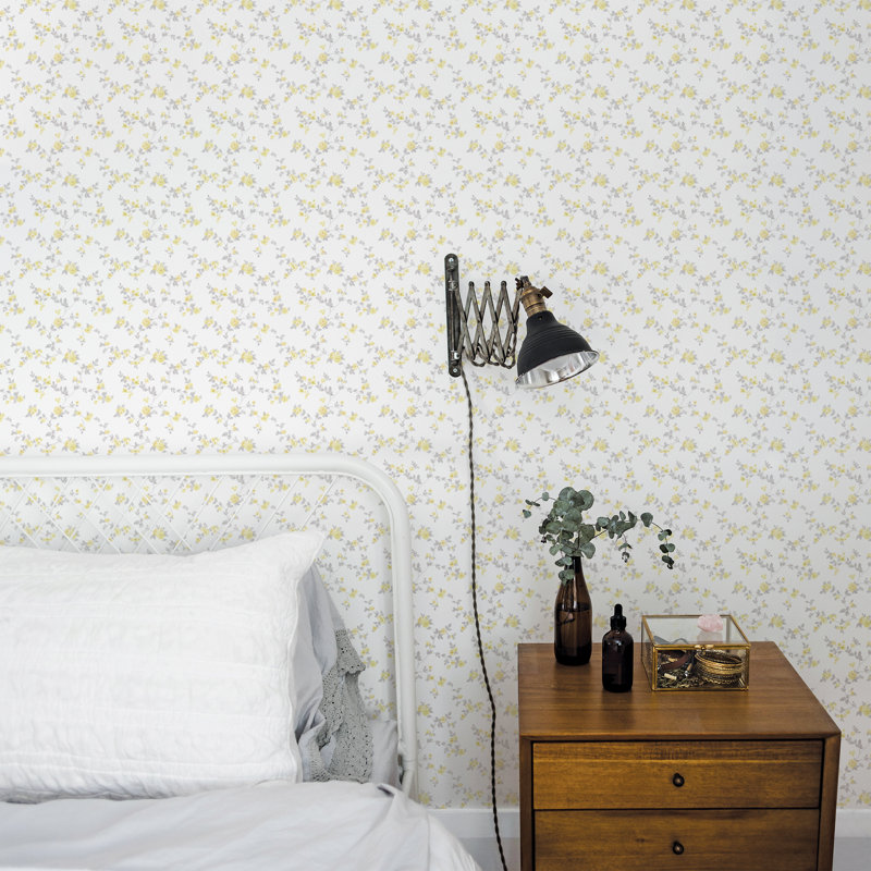 Bryantown 10m x 53cm Matte Wallpaper Roll, Yellow/Grey