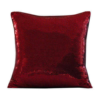 Violet Linen Premium Silver Metallic Foil Disco Ball Mirror, Polyester Glitter Shiny Metallic Sparkle, Solid Black Burlap Backing, Burgundy , 18 Inch x 18 Inch, Square, Decorative Accent Throw Pillow