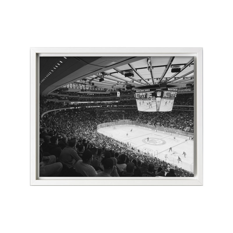 Hockey sur glace, Canvas, White Framed, 11"H x 14"W