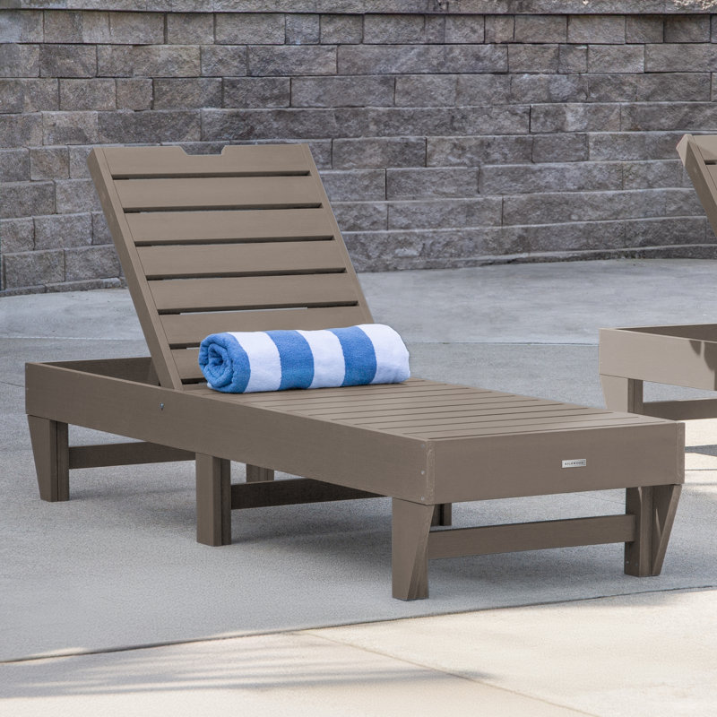 Chaise longue simple inclinable Annette, Brun bois