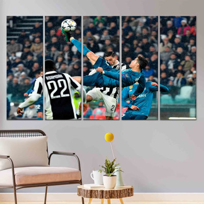 Toile imprimée: œuvre de joueur de football pour décor de chambre de garçon, toile tendue 5P