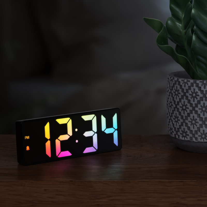 Gradient Digital Electric Tabletop Clock with Alarm Black