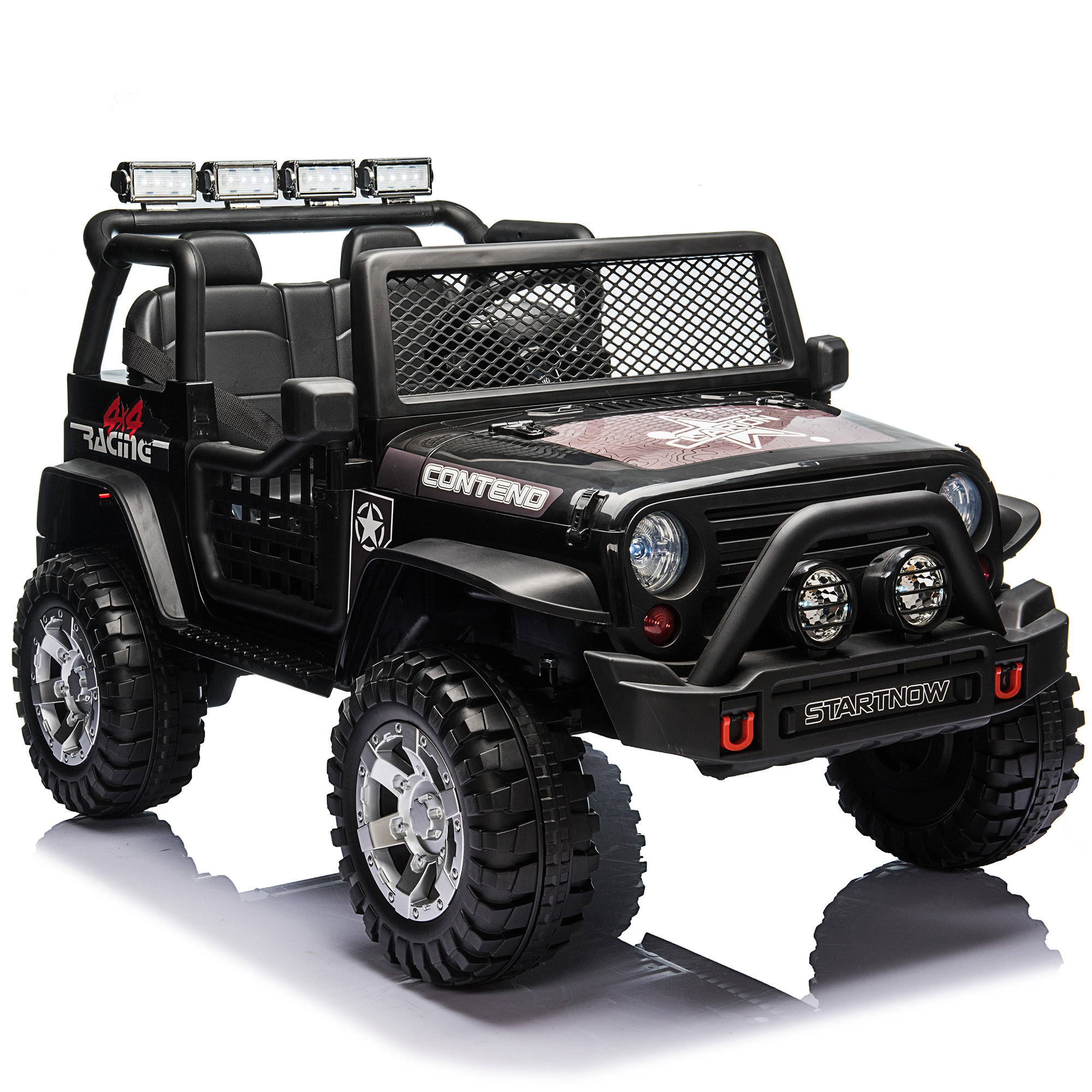 Anrli 24V 2 Seater Electric Jeeps, Light Bar, Remote Control, 3 Speeds