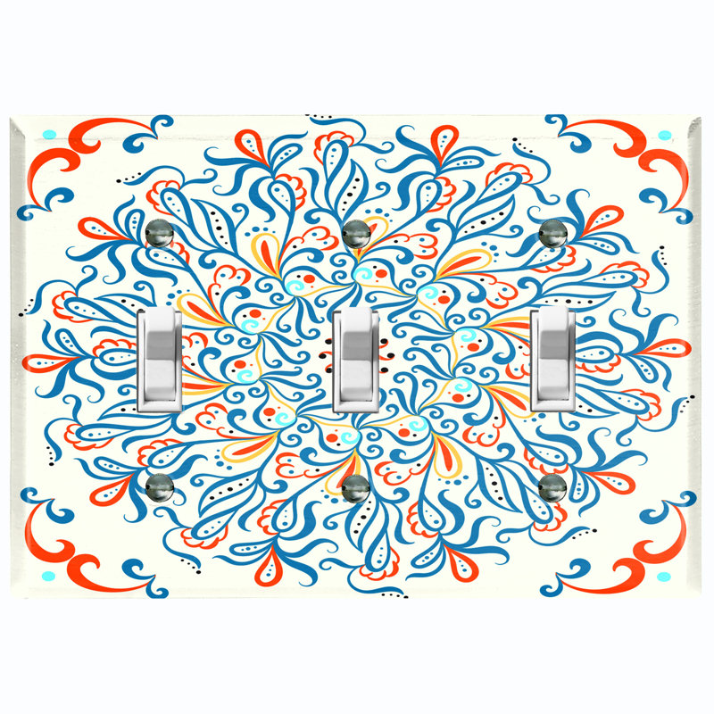 Patterned 3 - Gang Toggle Light Switch Standard Wall Plate