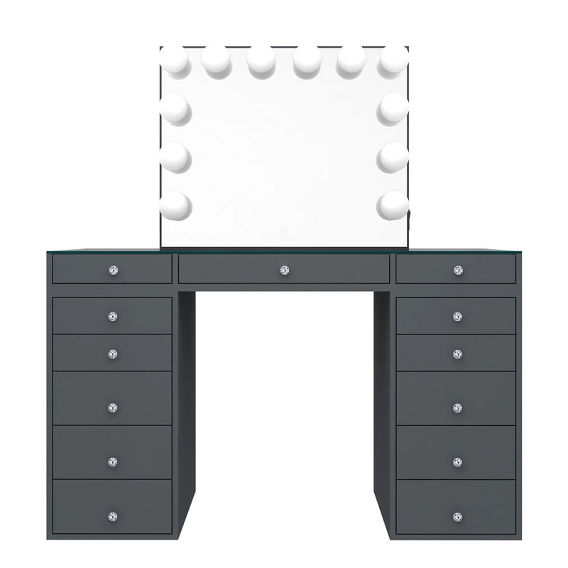 Table de maquillage Gaile Slaystation Plus 2.0 avec miroir de coiffeuse, ensemble de 5 tiroirs pour rangement de maquillage