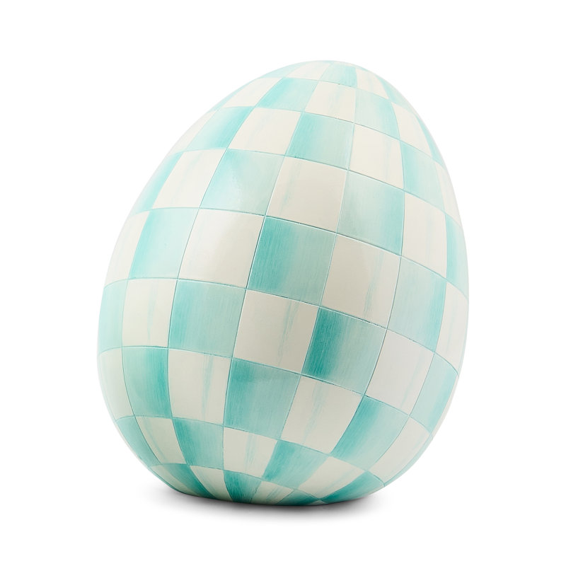 Mint Check Large Egg, 10 in x 7 in, Teal/White