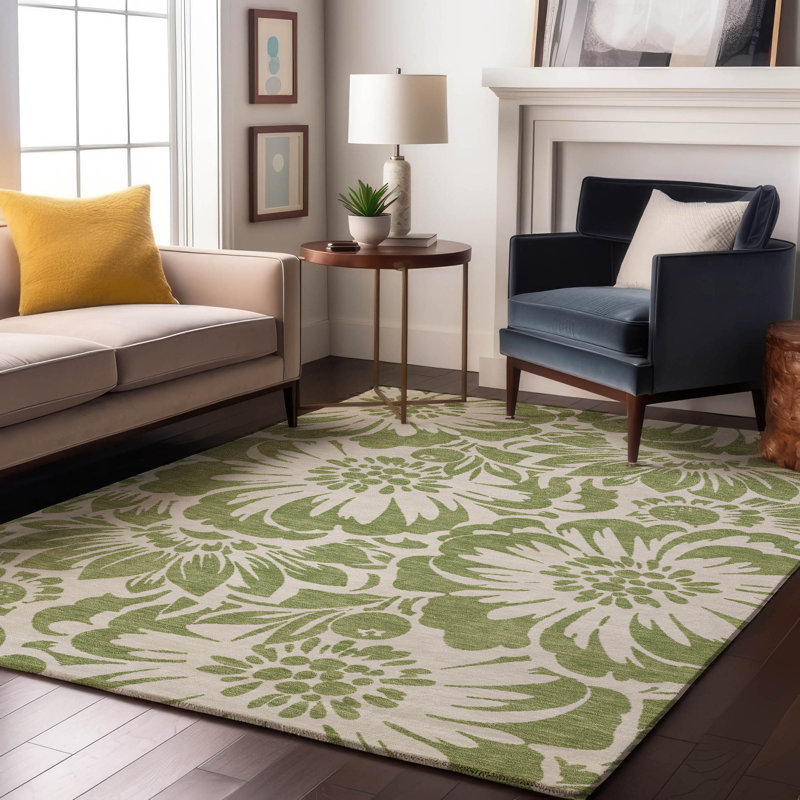 Tapis de qualité supérieure lavable à la machine 8 pi x 10 pi Cerrito AMF551 Aloe, Rectangle 10 pi x 14 pi