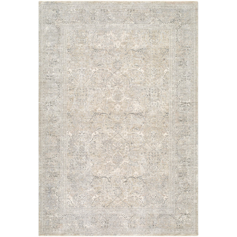 Lanigan Machine Woven Area Rug, Rectangle 6'7" x 9'6", Silver
