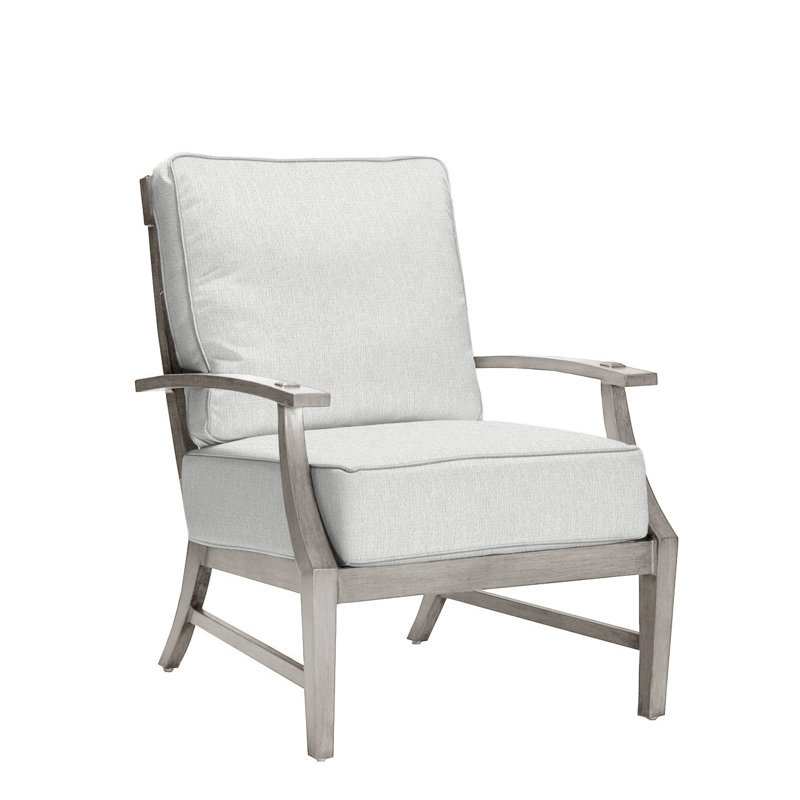 Croquet Patio Chair with Cushions, Welt, Oyster, Bali Pearl