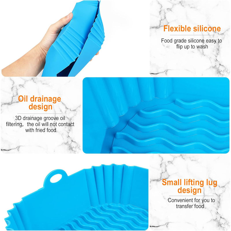2-pack 8" Square Silicone Air Fryer Liners