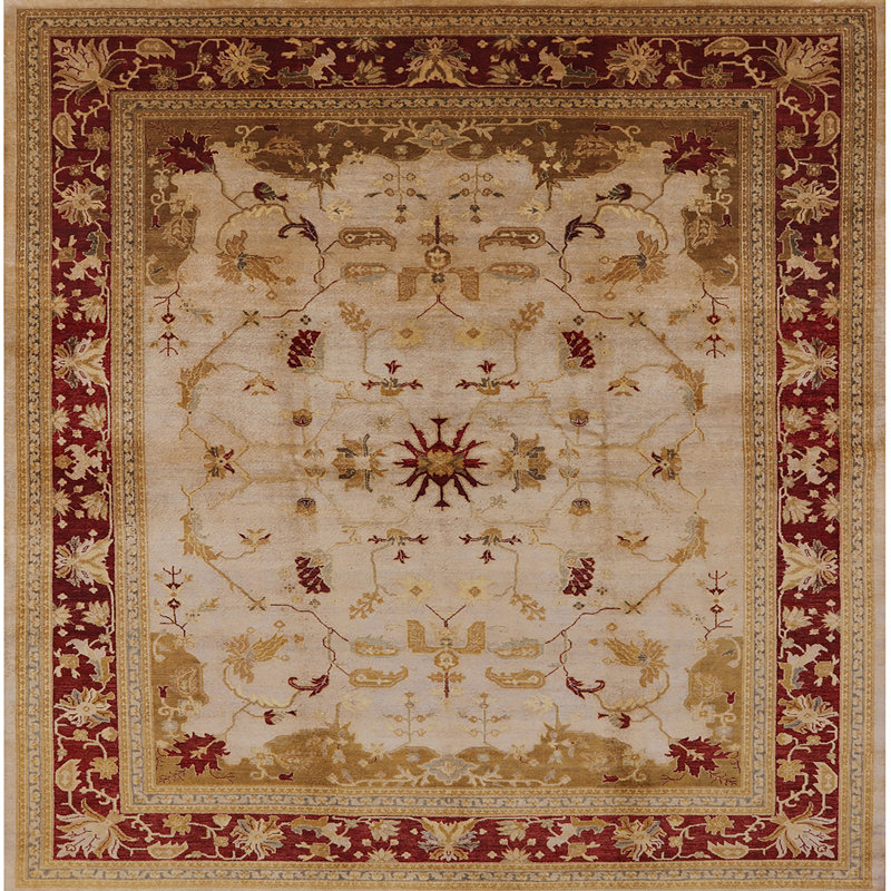 Tapis oriental rouge / beige Gharib, Carré 8 pi