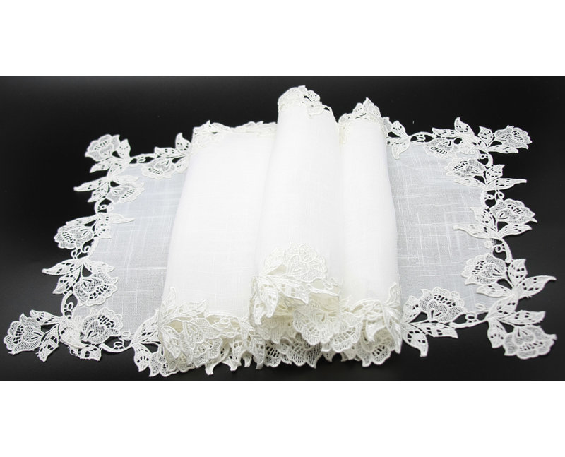 Chemin de table Sharmaine, Blanc, L 72 po x l 16 po