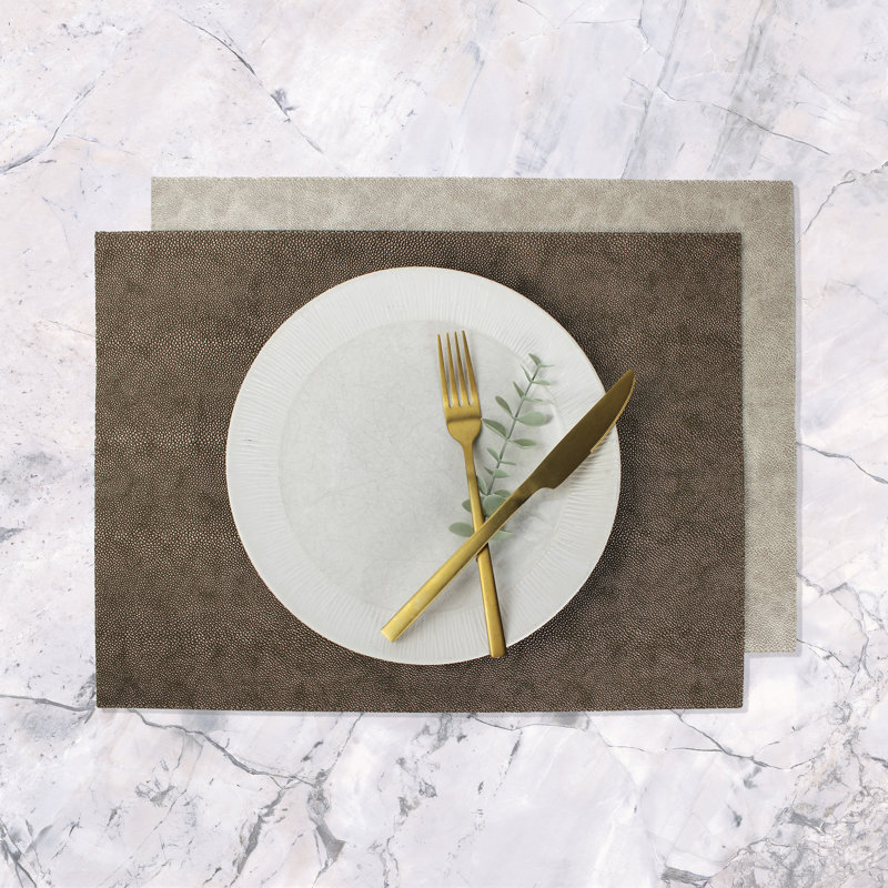 Momat Polyester Solid Colour Rectangle Placemat, Brown/Cream