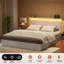 Lit Livia Queen avec 4 tiroirs et tête de lit de rangement, lampe DEL réglable et station de recharge, sommier non requis, blanc-965018216-975702965
