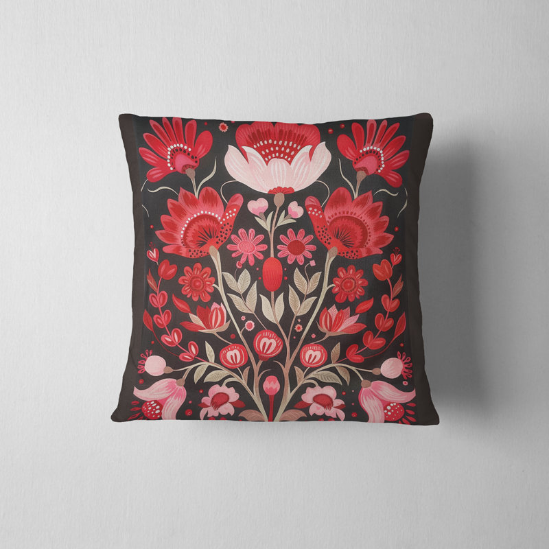 Housse de coussin réversible à motif floral Folk Maximalist, H 16 po x l 16 po