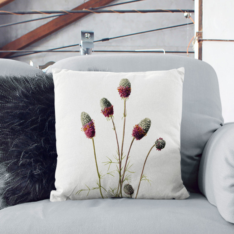 Purple Prairieclover Square Throw Cushion, Stone, 40cm H x 40cm W x 15cm D