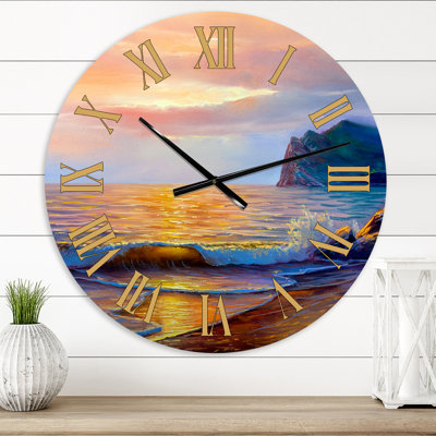 Horloge murale de bord de mer reflétant le soleil à travers les vagues de braquage XIII