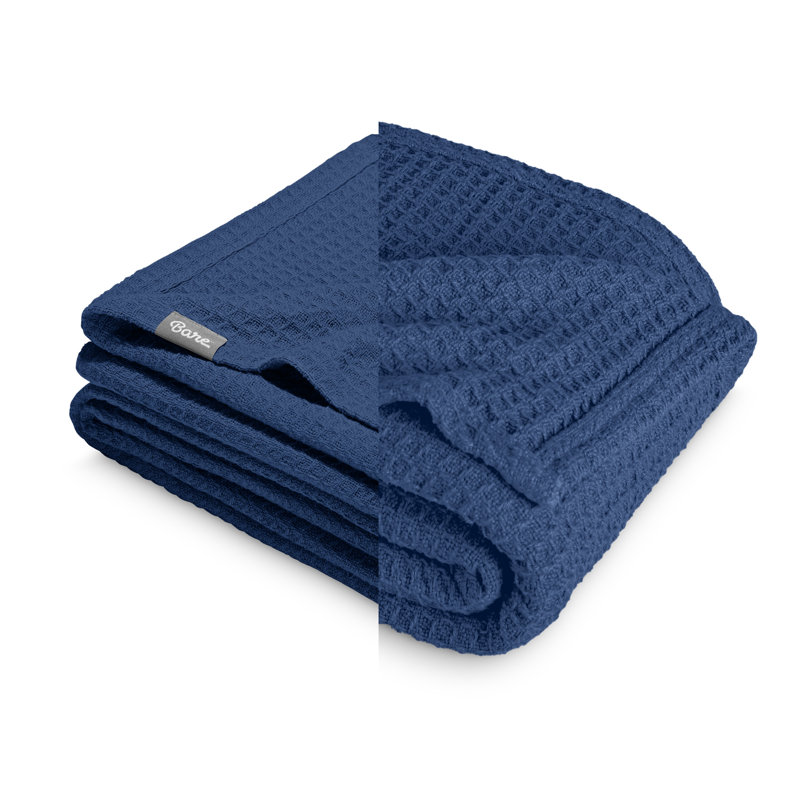 Couverture en coton gaufré, Jeté, Dark Blue