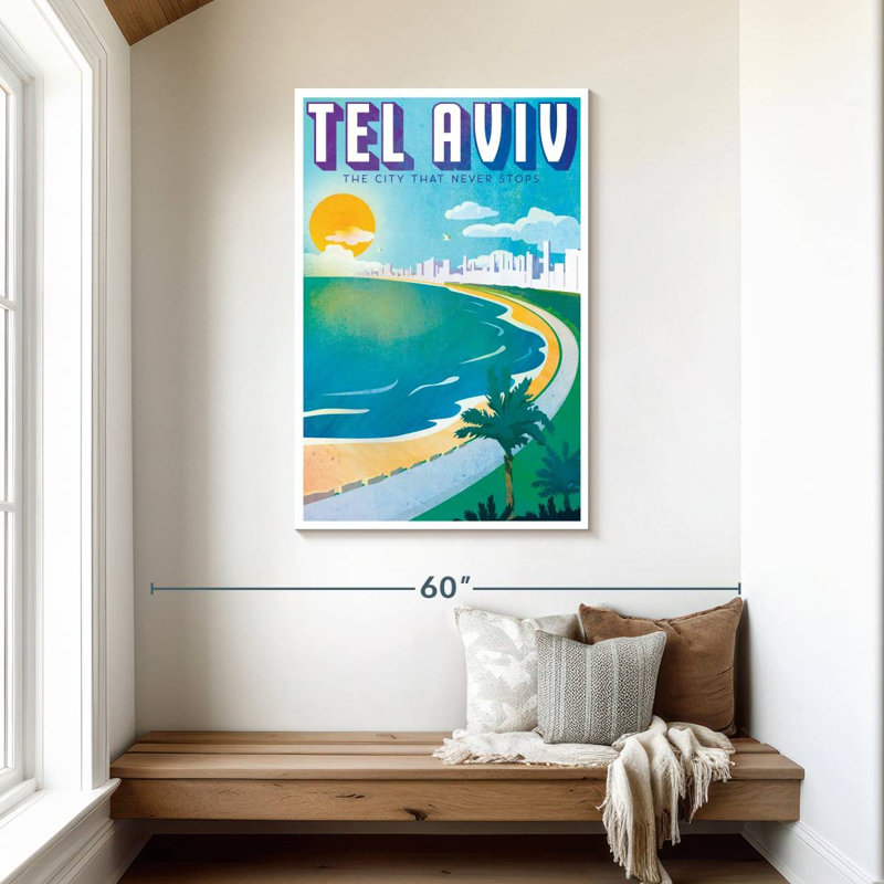 Affiche rétro de Tel-Ville qui ne s'arrête jamais, H 45 po x l 30 po
