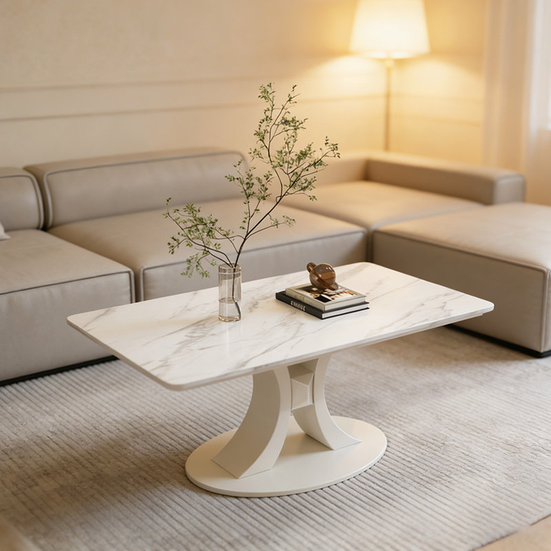 Table basse Home, H 17,71 po x L 47,24 po x l 23,62 po, Blanc / gris clair, Blanc