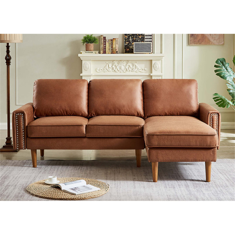 Canapé modulaire Garate, Orienté à droite, Tissu brun