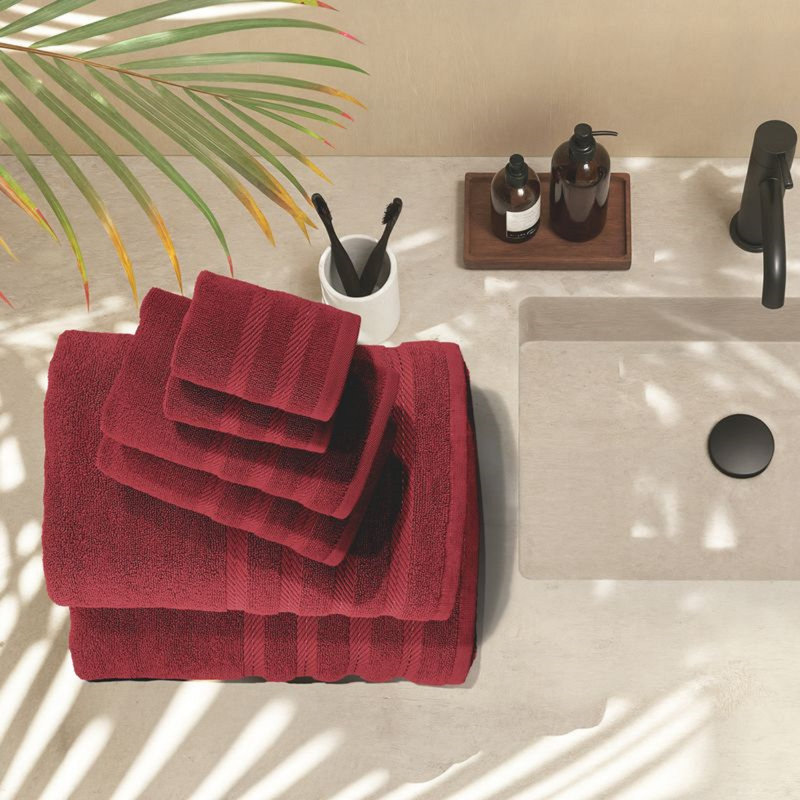  Ensemble de serviettes de bain 100% coton peigné 6 pièces - Serviettes de bain ultra douces et très absorbantes, Rouge
