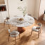 Table de salle à manger sur pied en bois massif avec plateau tournant amovible-352827987-352827986-353929962