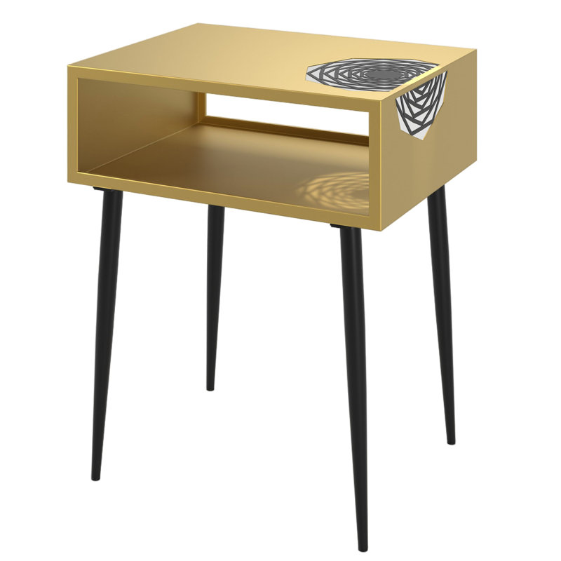 Anniyah Galaxy Metal Bedside Table, 1-Compartment Mid-Century Nightstand for Bedrooms, Gold