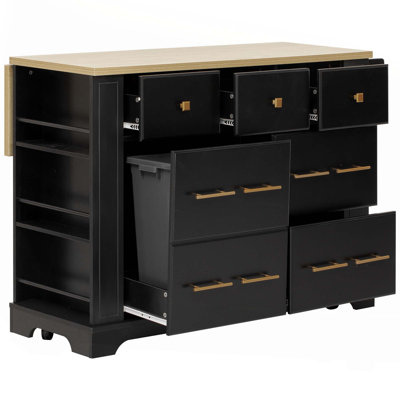 51.2" Wide Kitchen Island With Drop Leaf