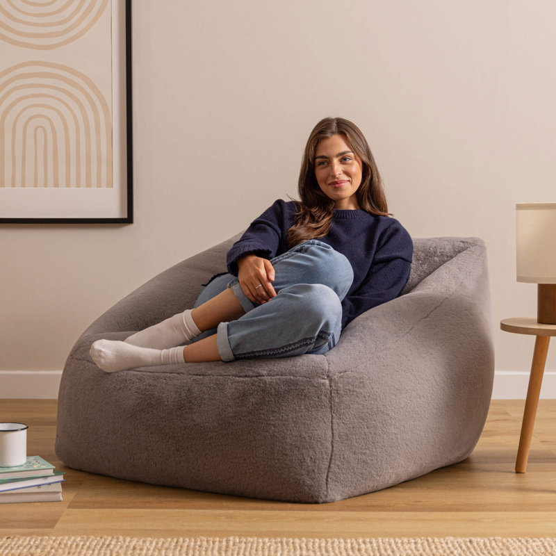 Natalia Faux Fur Armchair Bean Bag, Grey