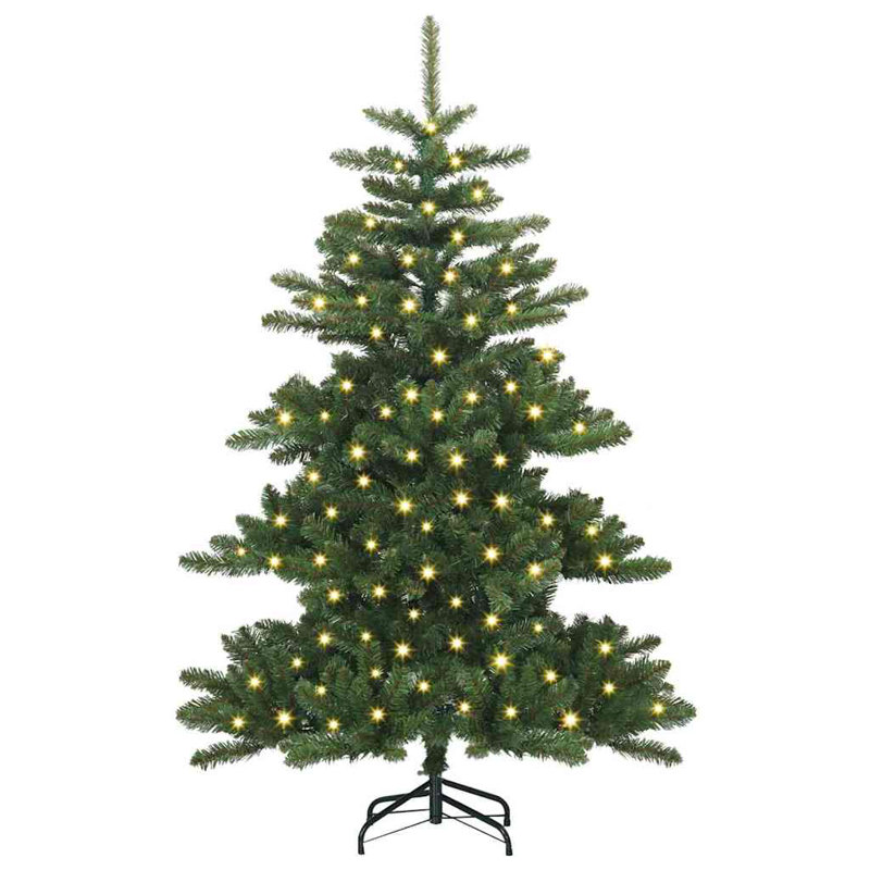 Artificial Hinged Christmas Tree with 150 LEDs 150 cm PVC, Green