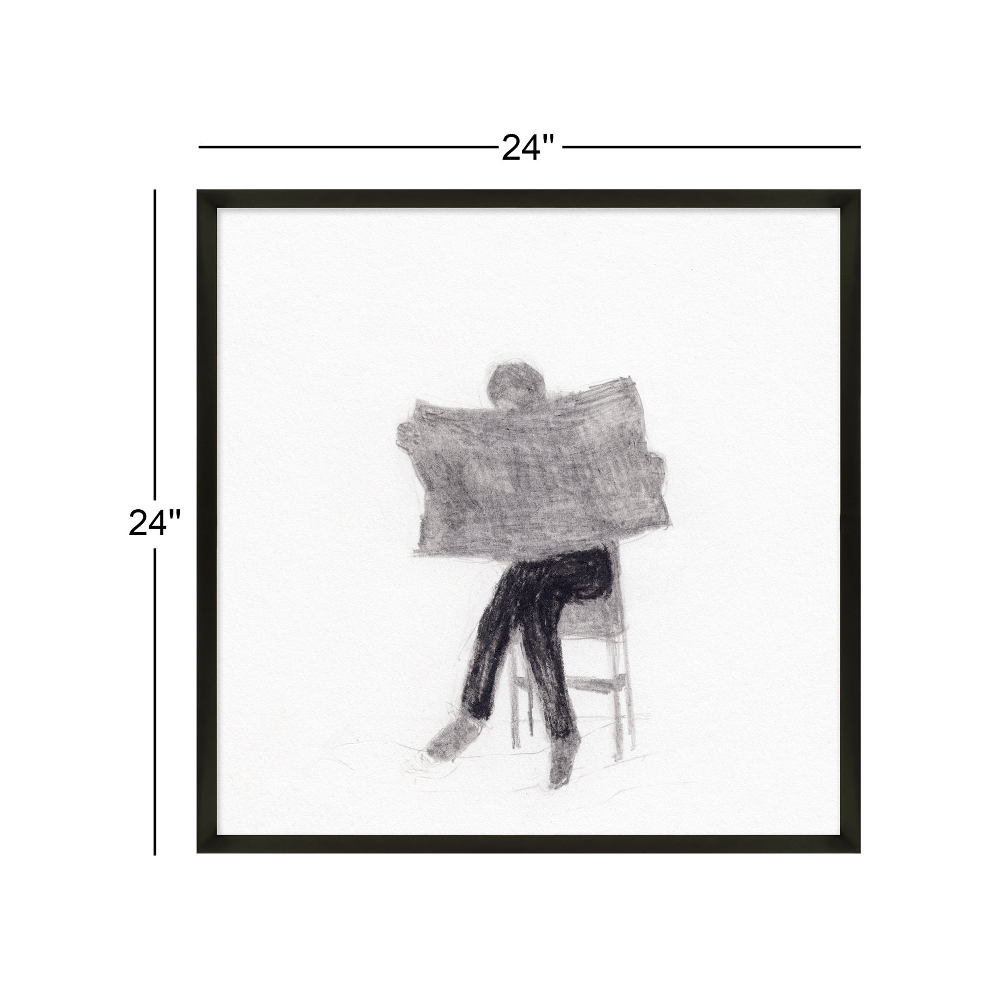 I Read The News Today by Simon Schneiderman, Black, 24" H x 24" W