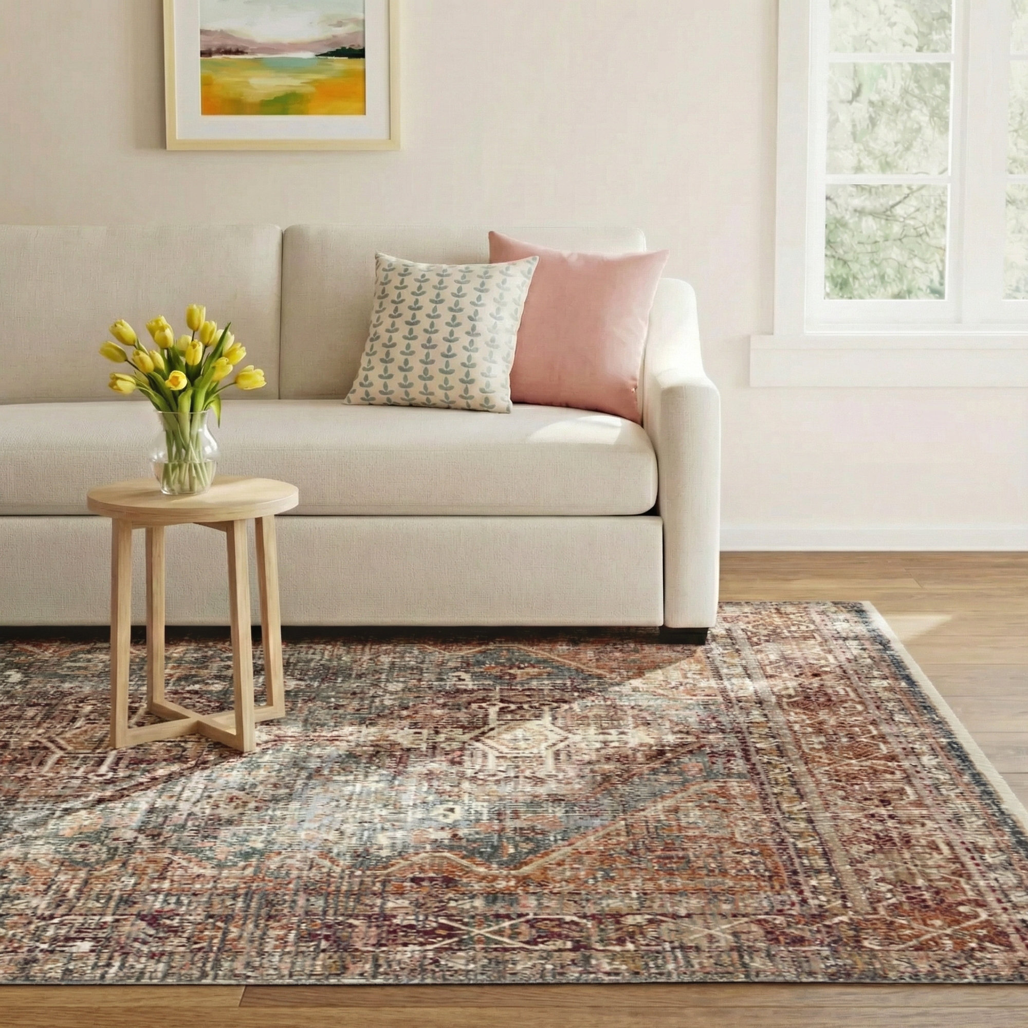 Clemente Red/Blue/Brown Rug, Rectangle 8' x 10'6"