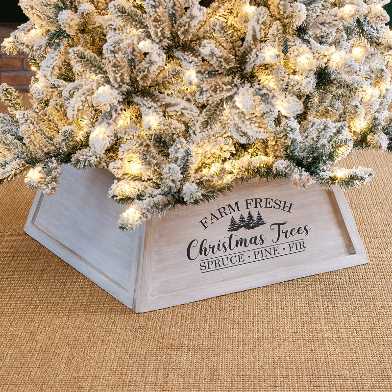 Wooden Trapezoid Christmas Trees Collar, White, 26"