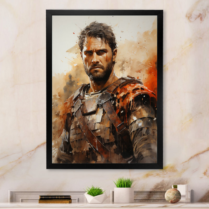 «Cianan Emperor Commodus Gladiator Portrait», reproduction sur toile, Cadre photo noir, H 20 po x l 12 po x P 1 po