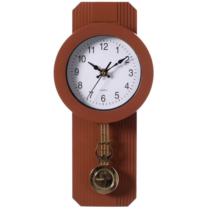 Horloge murale en plastique Farl pour le salon, la cuisine ou la salle à manger, silencieuse, Brun