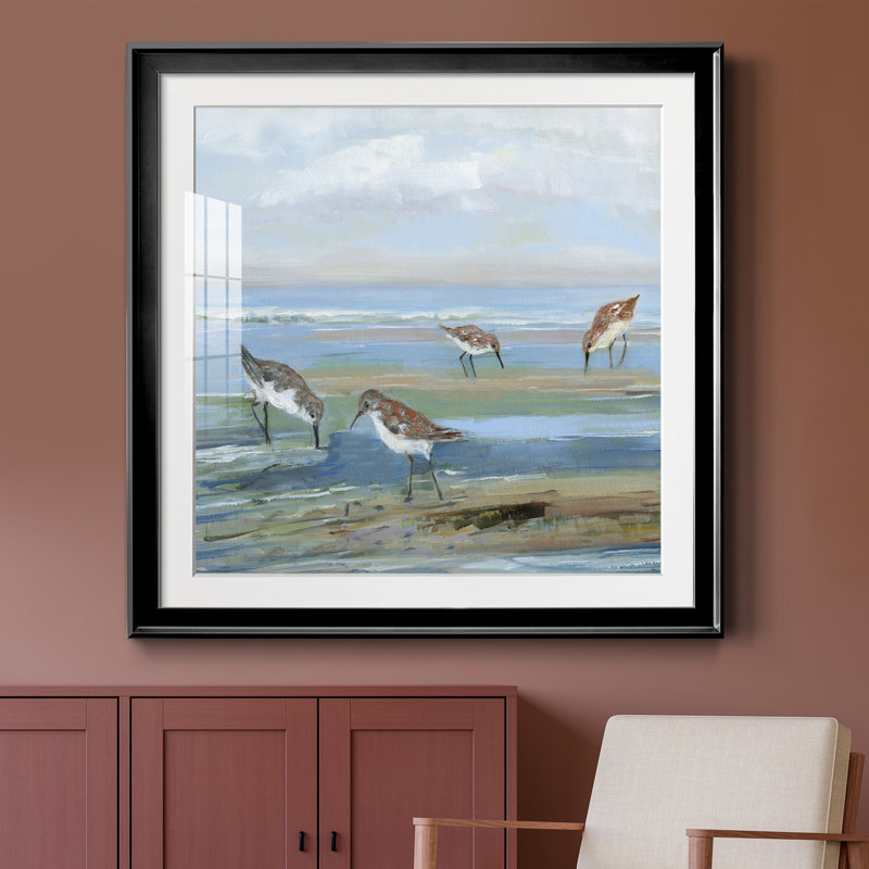Seabird Beach III - peinture encadrée, Toile avec cadre noir, H 26,5 po x l 26,5 po x P 1,5 po