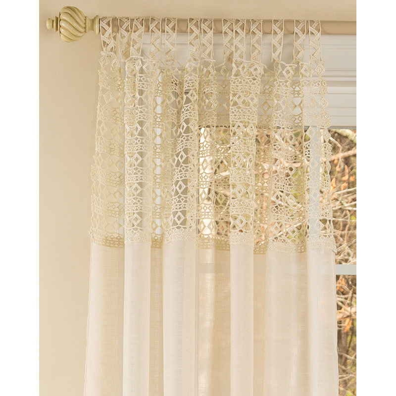 Shirl Sheer Curtain Single Panel, 52" W x 120" L, Ivory