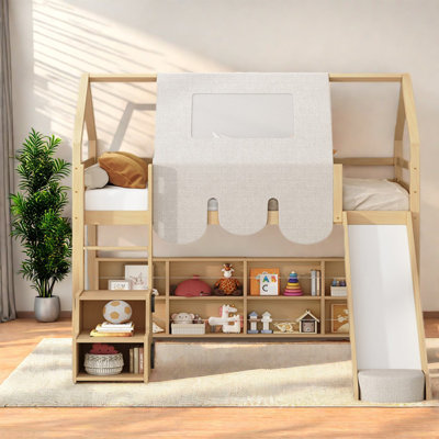 Wood Loft Beds With Tent & Storage, Modern House Design