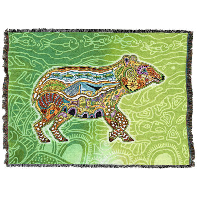 Pure Country Weavers Tapir Animal Spirits Totem - jeté en coton Sue Coccia tissé à partir de coton - fabriqué aux États-Unis (54 x 72)