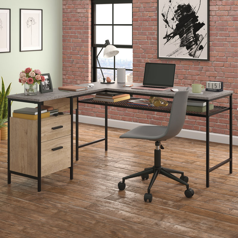 L-Shaped Executive Desk, Prime Oak