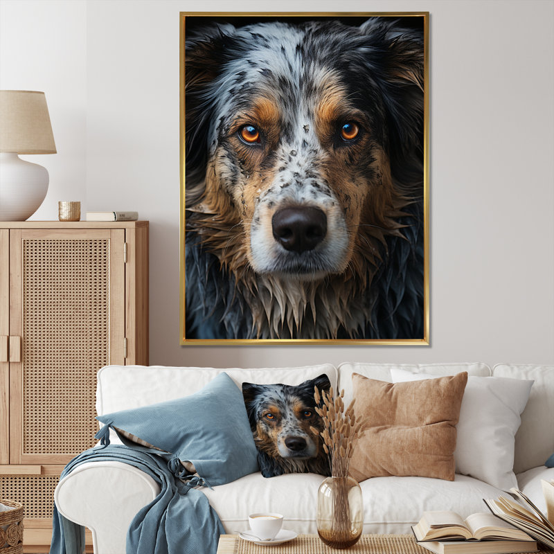 «Dog Animal», reproduction sur toile, Or, H 44 po x l 34 po x P 1,5 po