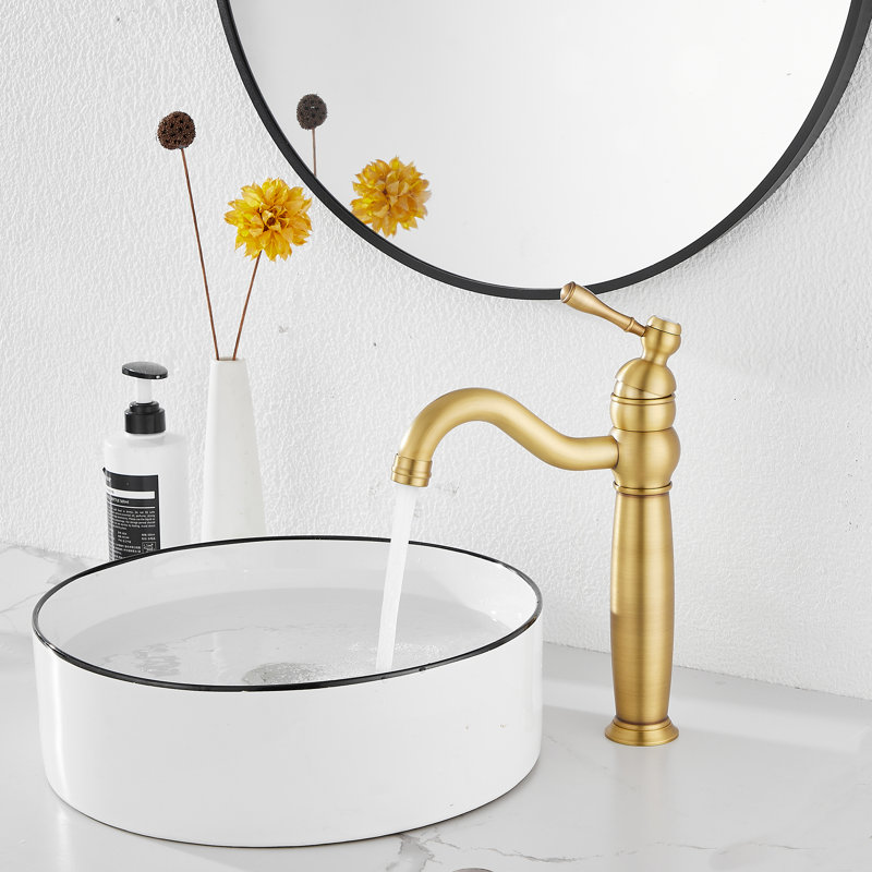 Single-handle Bathroom Faucet with Drain Assembly, Antique Brass