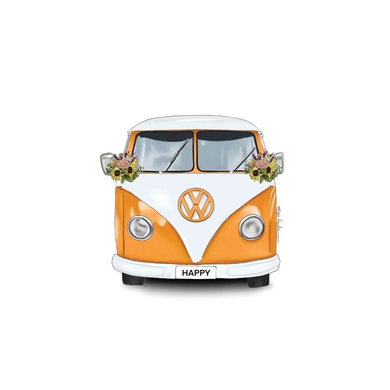 Happy Kombi Orange by Elza Fouche - Wrapped Canvas Painting, 66.04 cm H x 45.72 cm W