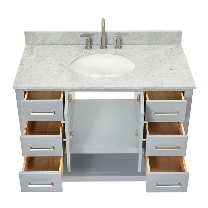 Magnolia Bath Vanity Rectangular Basin S061SCW2R, Oval, Gray, 43"