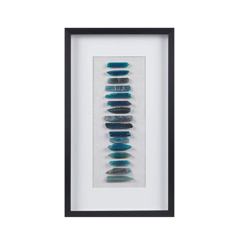 Panneau de décoration murale encadré en agate bleue encadrée