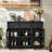 Sideboard Buffet Cabinet With Storage, Credenza With 3 Glass Doors & 3 Drawers,Adjustable Shelves Coffee Bar,Wood Kitchen Console Table For Dining Room,Living Room-1474769646-1474922015