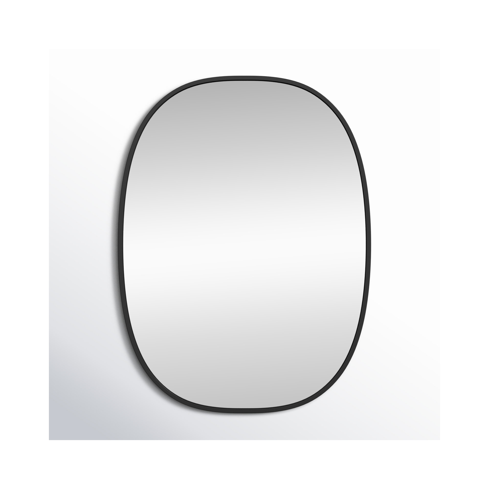 Sabine Metal Curved Oval Wall Mirror, 40" x 30", Black