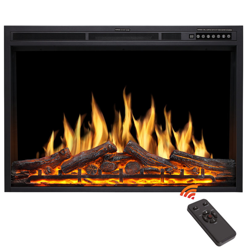 Buerkle Symple Stuff Black Fireplace Insert, 26.02" H x 37" W x 6.5" D