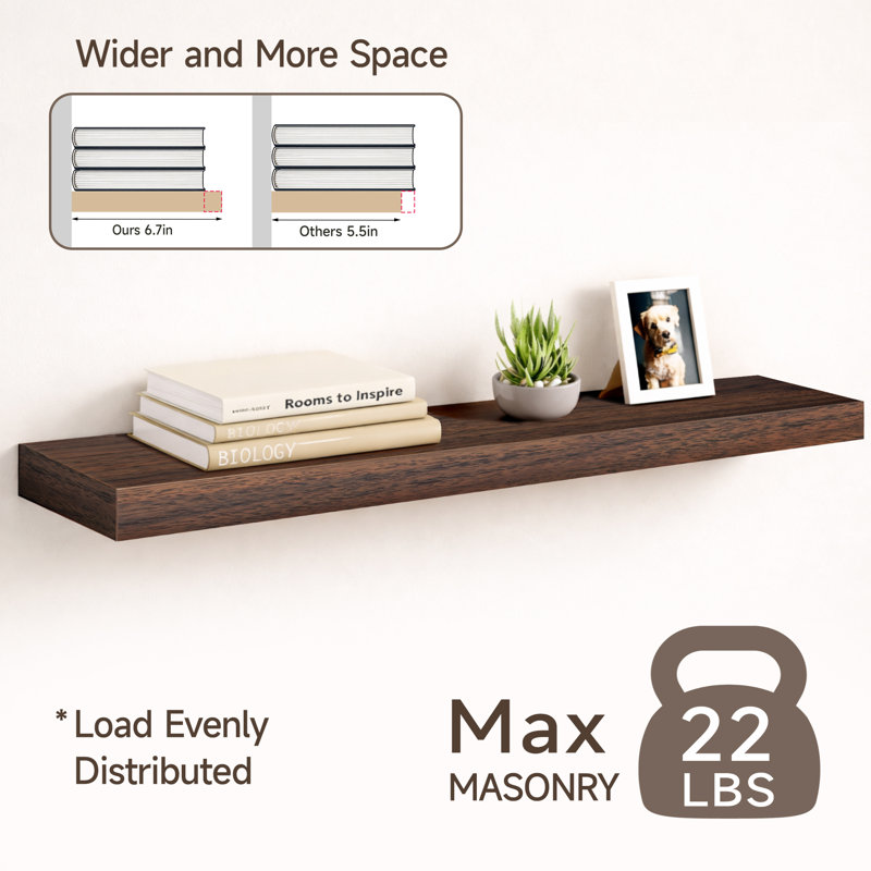 2 Pieces Floating Shelves, Wall Shelf Display Shelves for Living Room/Bedroom/Bathroom/Kitchen, 1.5" H x 30" W x 6.7" D